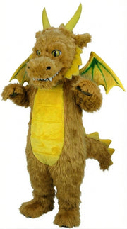 Green Dragon Mascot (Thermolite) - Long fur / Tan mascot costume