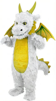 Green Dragon Mascot (Thermolite) - Long fur / White mascot costume