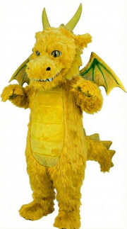 Green Dragon Mascot (Thermolite) - Long fur / Yellow mascot costume