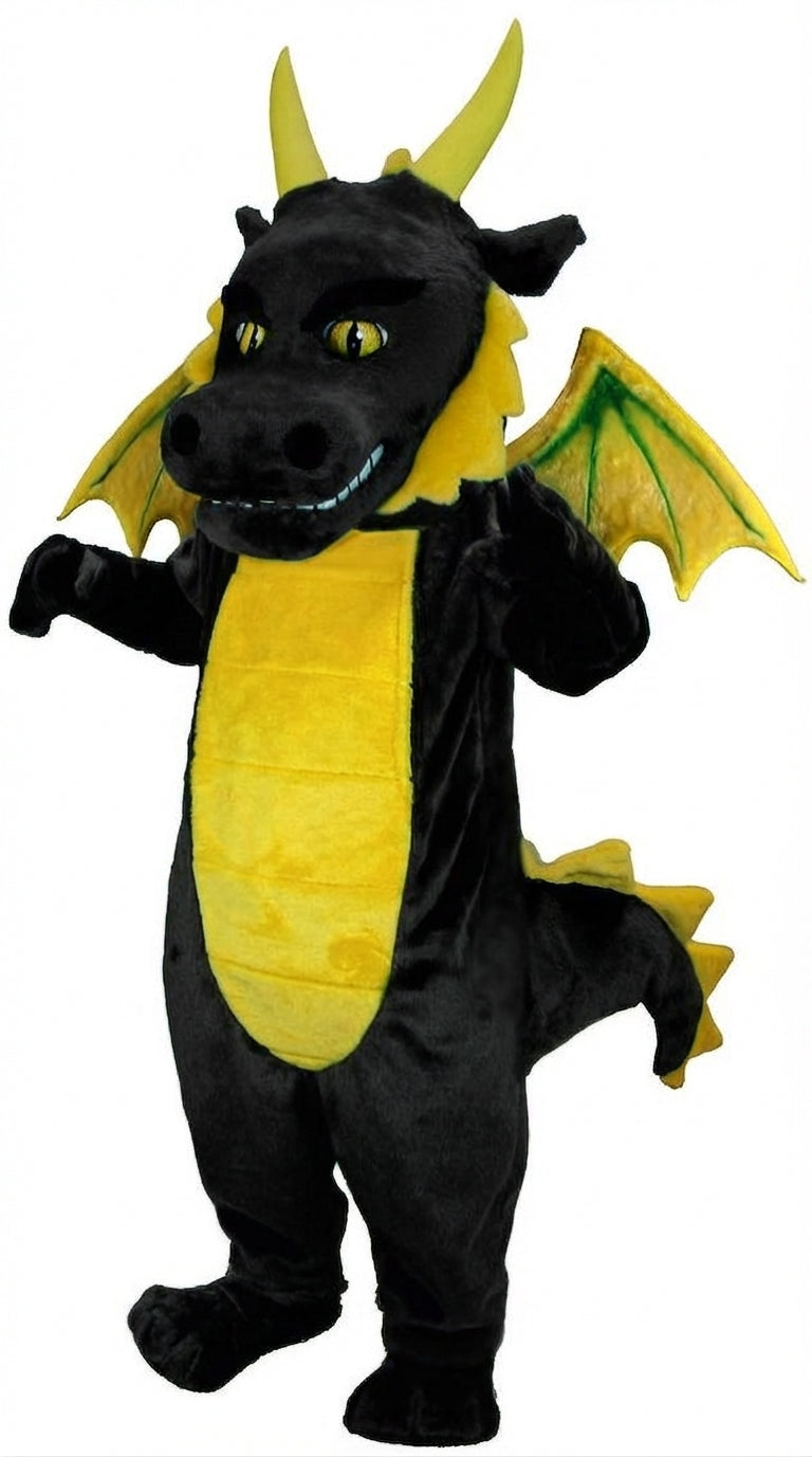 Green Dragon Mascot (Thermolite) - Short fur / Black mascot costume