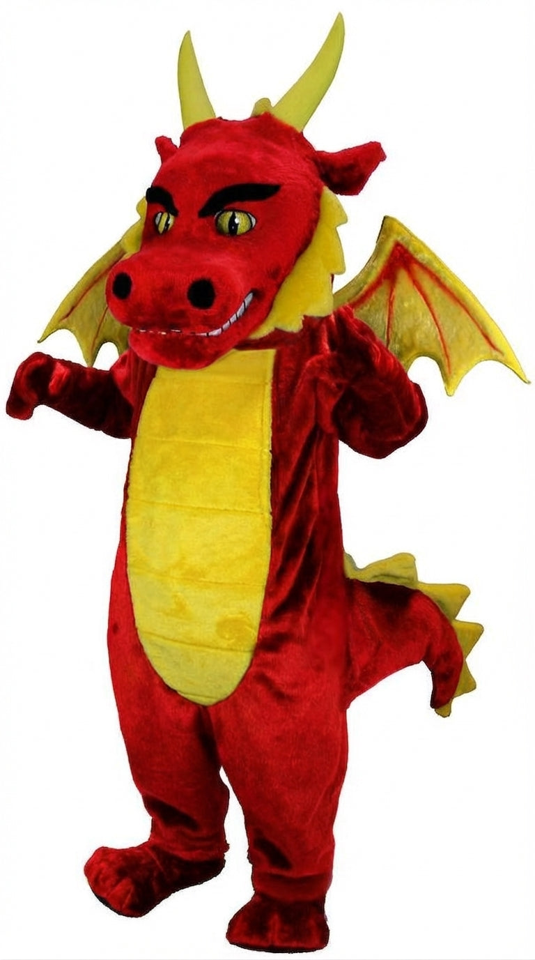 Green Dragon Mascot (Thermolite) - Short fur / Red mascot costume