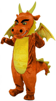 Green Dragon Mascot (Thermolite) - Short fur / Tiger Orange mascot costume