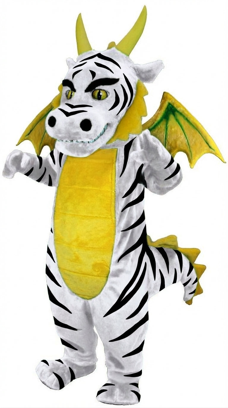 Green Dragon Mascot (Thermolite) - Short fur / Zebra mascot costume