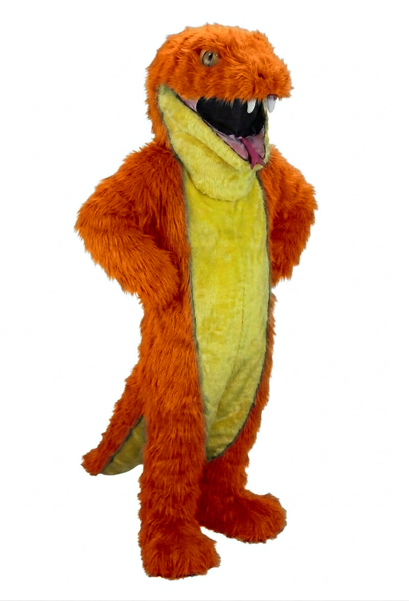 Green Snake Mascot - long fur Bright Orange