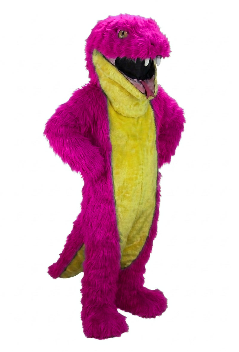 Green Snake Mascot - long fur Bright Pink
