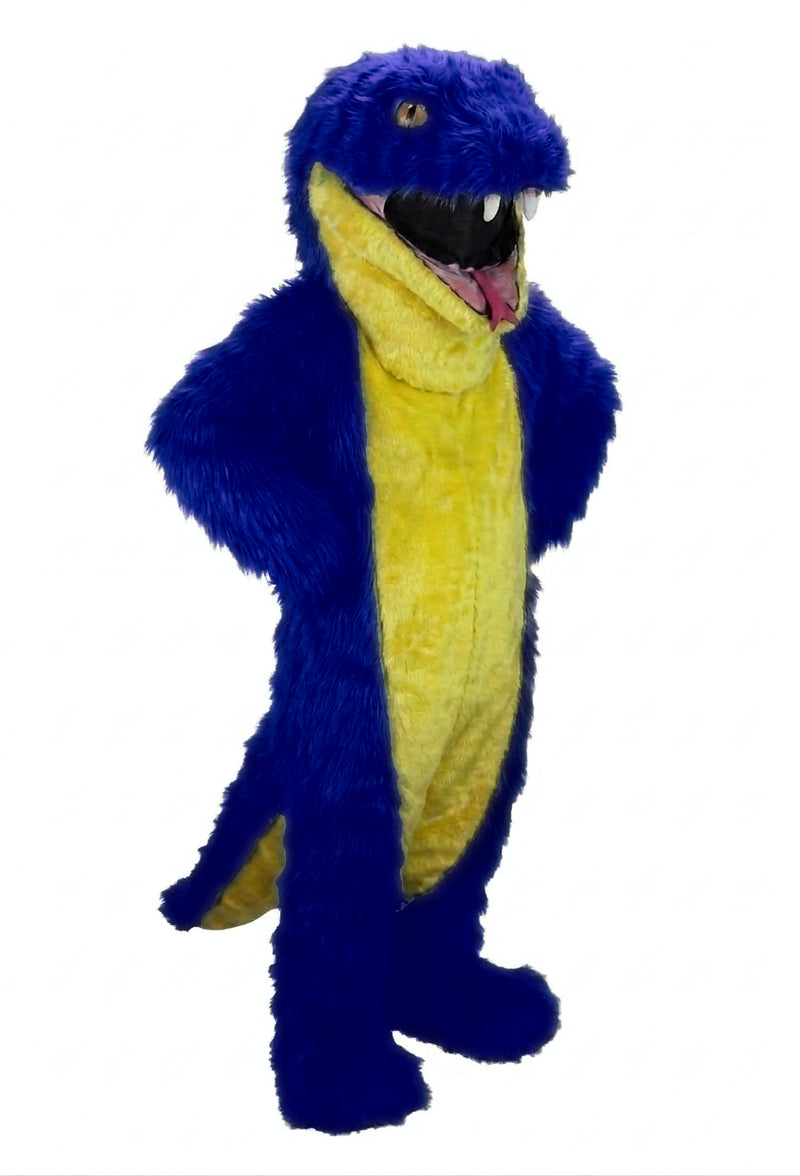 Green Snake Mascot - long fur Royal Blue