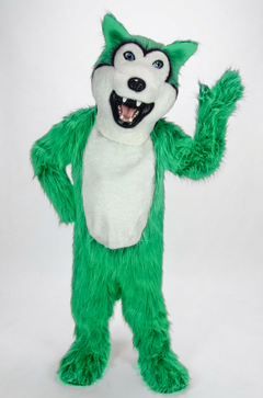 Grey Husky Mascot (Polyfoam) - Long fur / Lime mascot costume