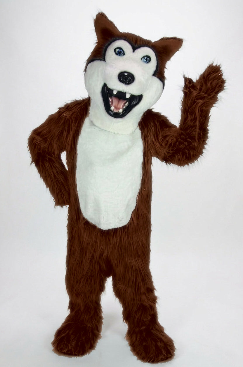 Grey Husky Mascot (Polyfoam) - Long fur / Rust mascot costume