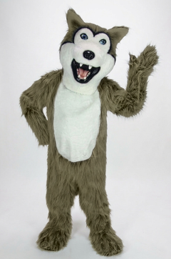 Grey Husky Mascot (Polyfoam) - Long fur / Tan mascot costume