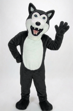 Grey Husky Mascot (Polyfoam) - Short fur / Black mascot costume