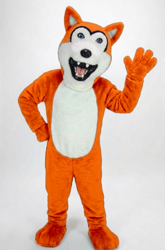 Grey Husky Mascot (Polyfoam) - Short fur / Bright Orange mascot costume