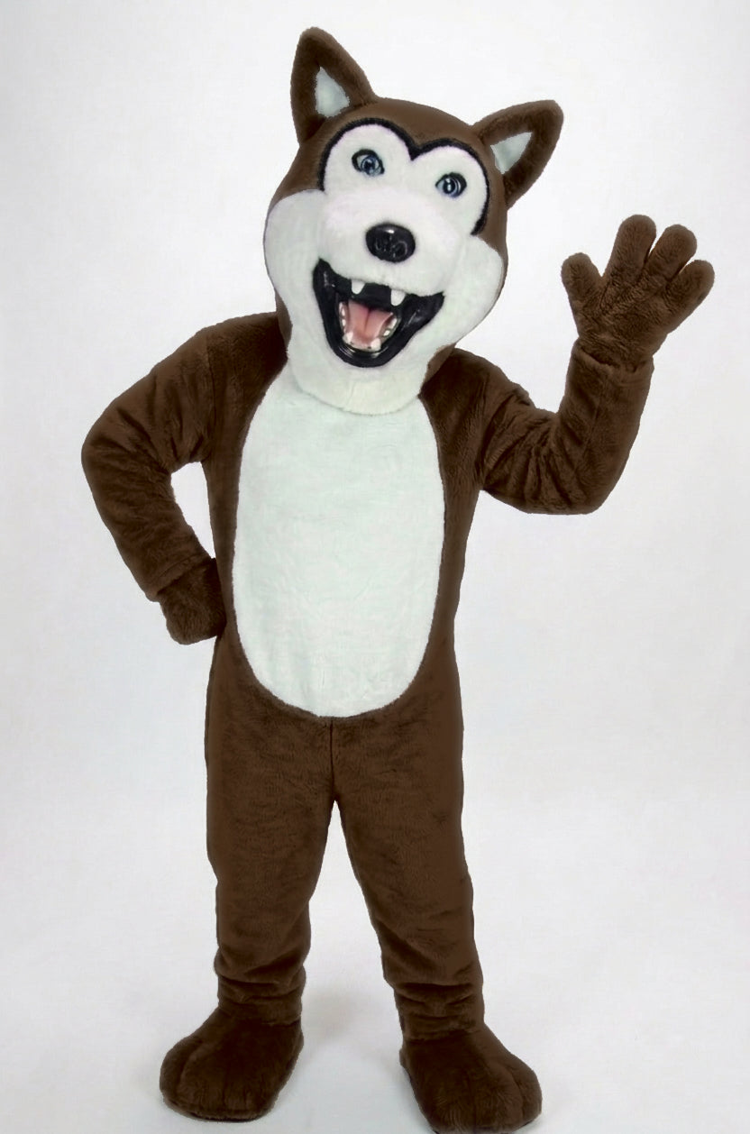 Grey Husky Mascot (Polyfoam) - Short fur / Chocolate Brown mascot costume