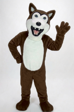 Grey Husky Mascot (Polyfoam) - Short fur / Chocolate Brown mascot costume