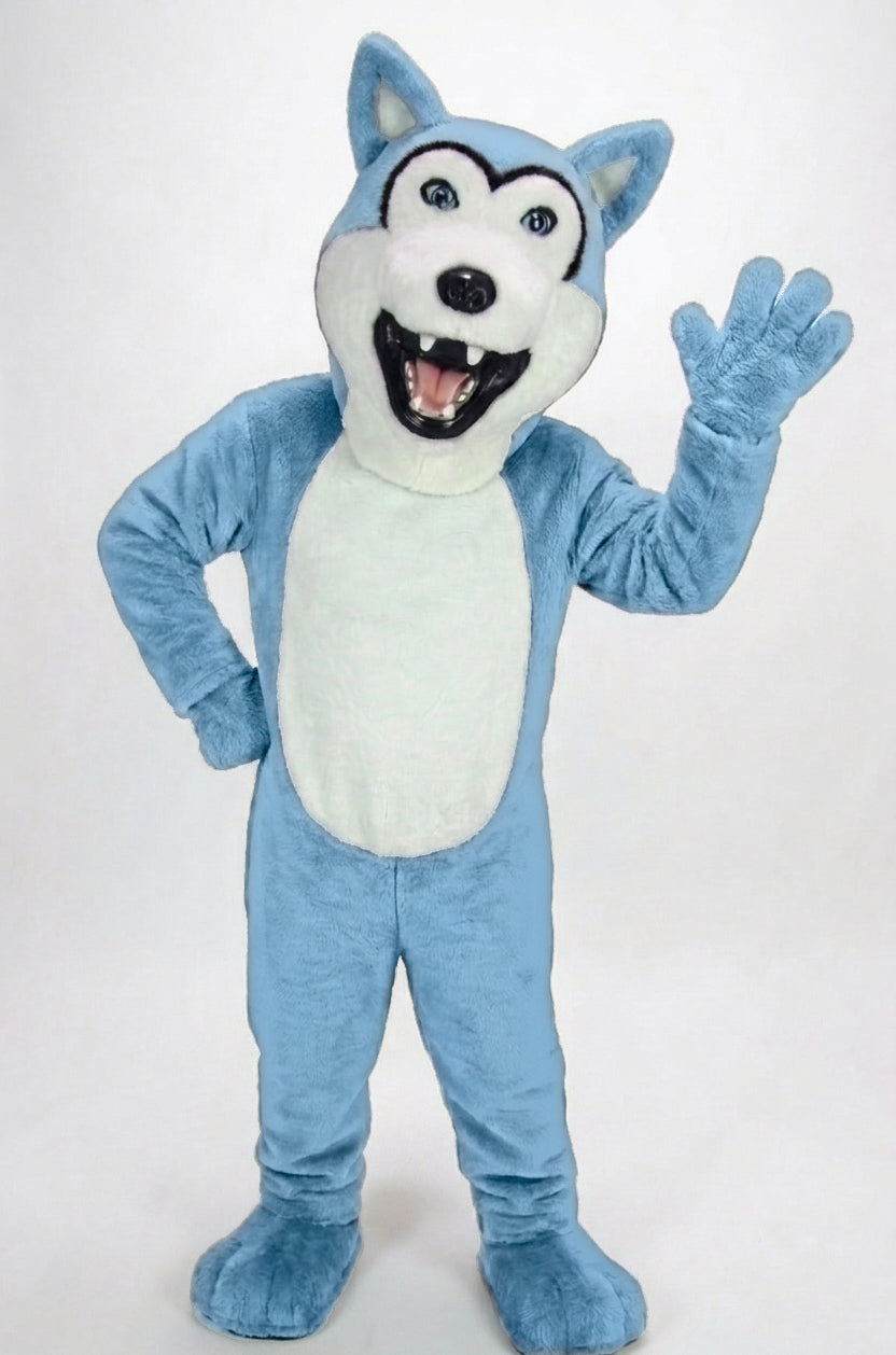 Grey Husky Mascot (Polyfoam) - Short fur / Light blue mascot costume