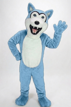 Grey Husky Mascot (Polyfoam) - Short fur / Light blue mascot costume