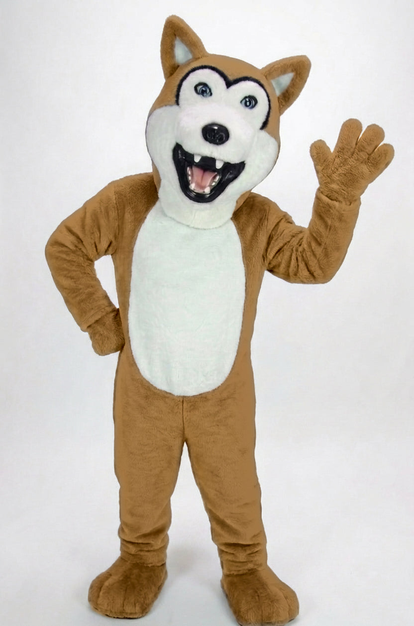Grey Husky Mascot (Polyfoam) - Short fur / Light Brown mascot costume