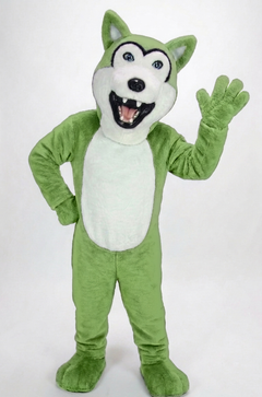 Grey Husky Mascot (Polyfoam) - Short fur / Lime mascot costume