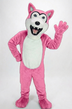 Grey Husky Mascot (Polyfoam) - Short fur / Pink mascot costume