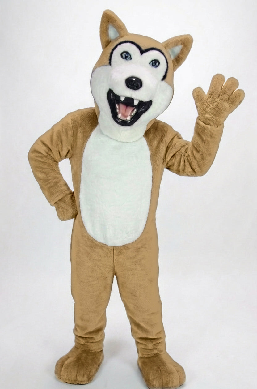 Grey Husky Mascot (Polyfoam) - Short fur / Tan mascot costume