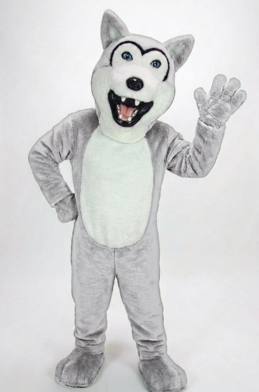 Grey Husky Mascot (Polyfoam) - Short fur / White mascot costume