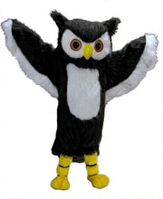 Grey Owl Mascot - Long fur / Black mascot costume