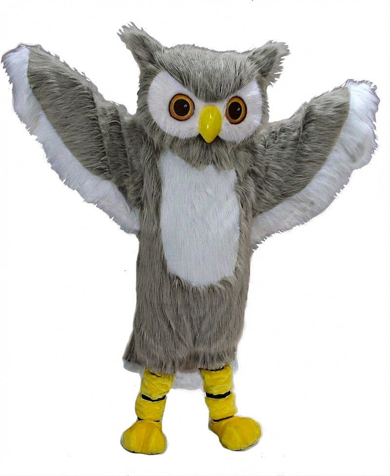 Grey Owl Mascot - Long fur / Grey mascot costume