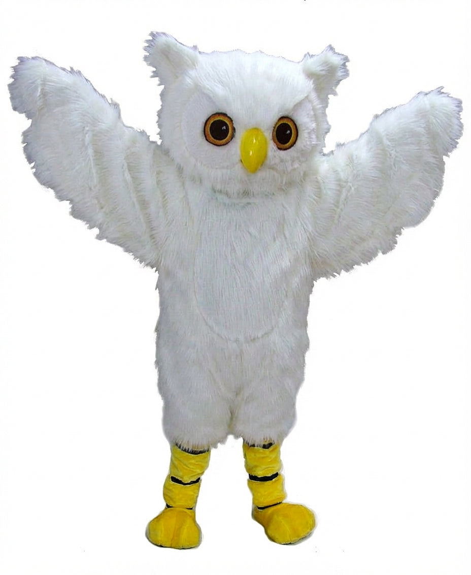 Grey Owl Mascot - Long fur / White mascot costume