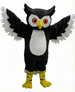 Grey Owl Mascot - Short fur / Black mascot costume