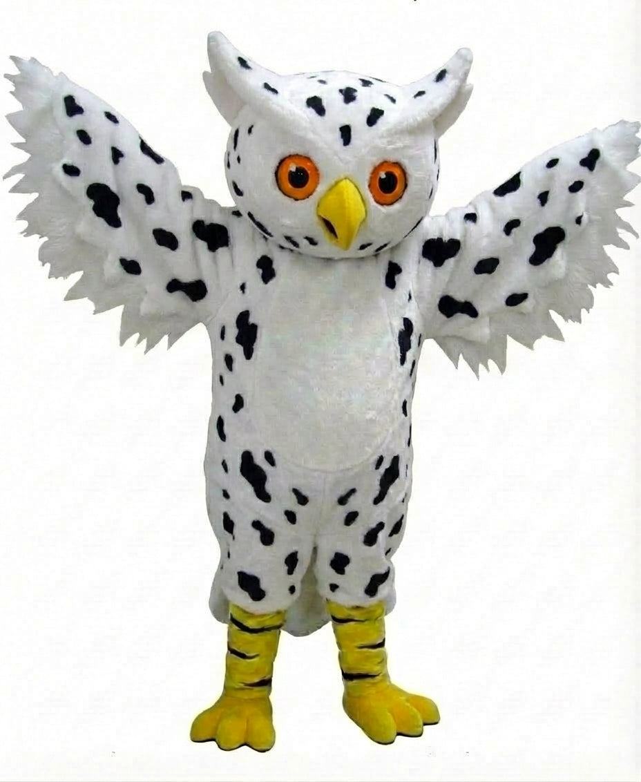 Grey Owl Mascot - Short fur / Dalmatian mascot costume