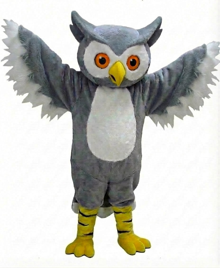 Grey Owl Mascot - Short fur / Grey mascot costume