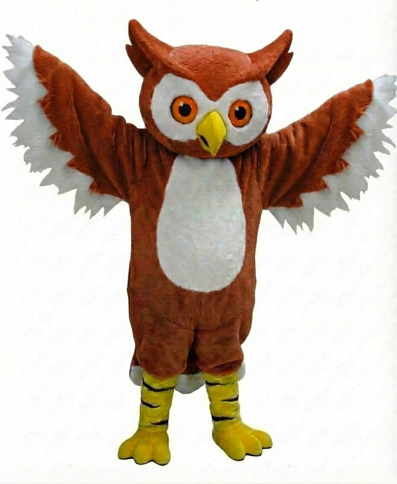 Grey Owl Mascot - Short fur / Rust mascot costume