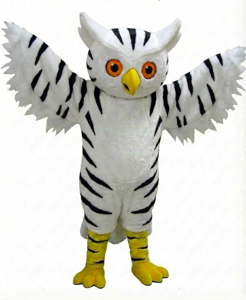 Grey Owl Mascot - Short fur / Zebra mascot costume