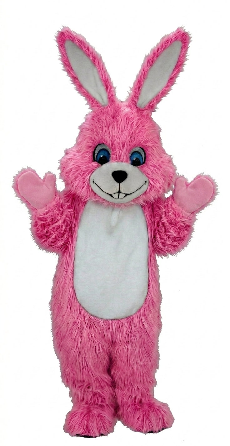 Grey Rabbit Mascot (Thermolite) - Long fur / Bright Pink mascot costume
