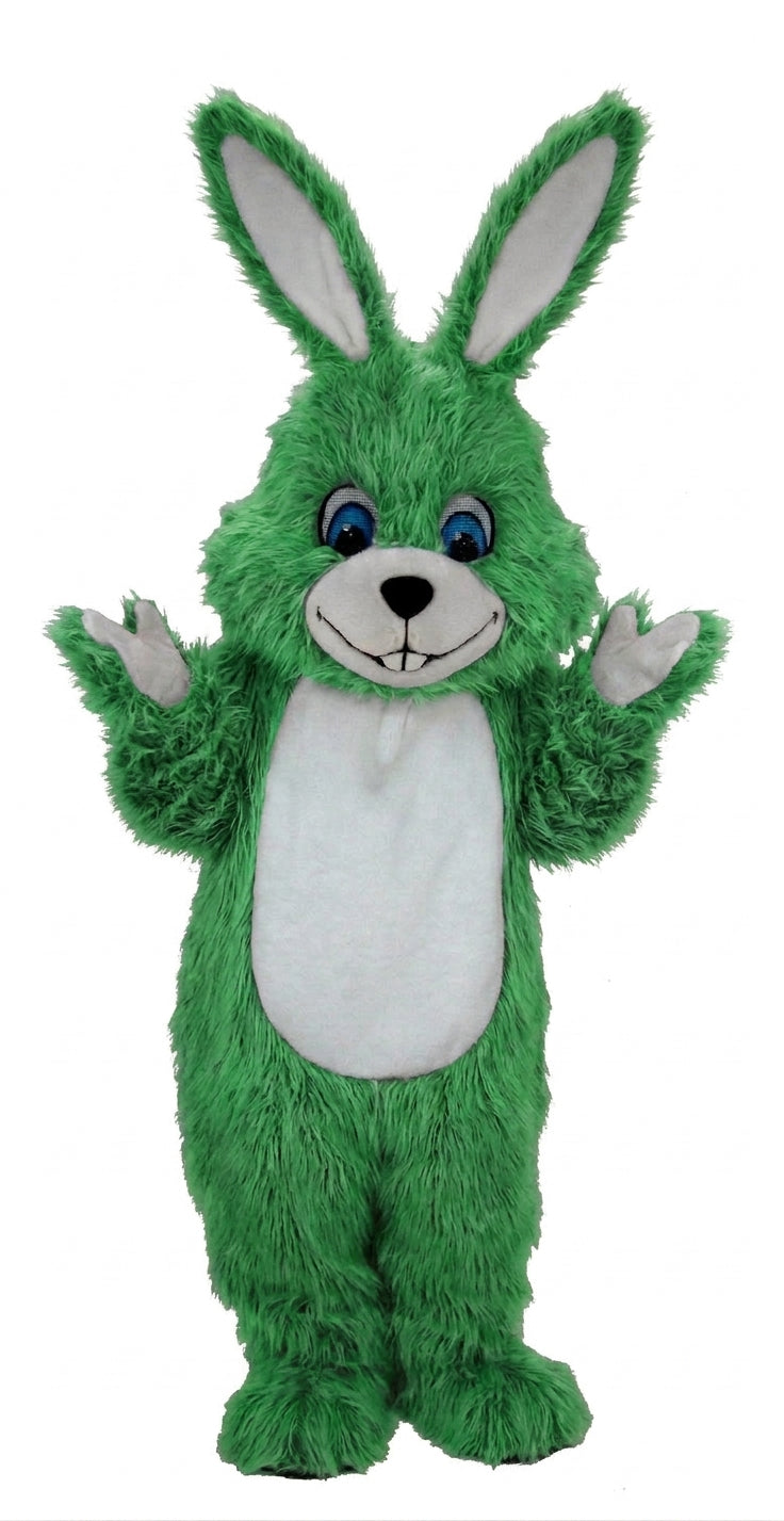 Grey Rabbit Mascot (Thermolite) - Long fur / Green mascot costume