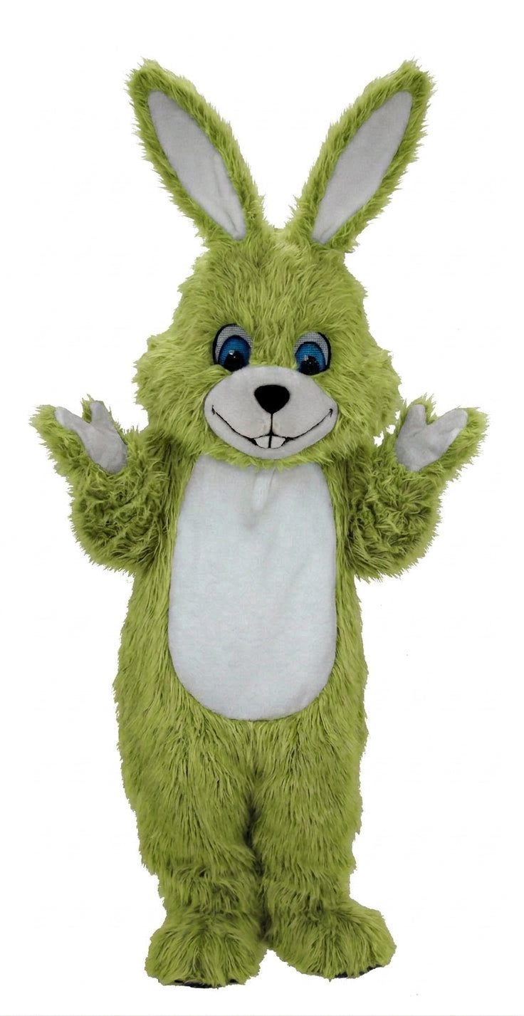 Grey Rabbit Mascot (Thermolite) - Long fur / Lime mascot costume