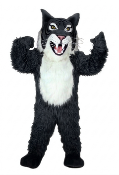 Grey Wildcat Mascot - long fur Black