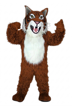 Grey Wildcat Mascot - long fur Rust