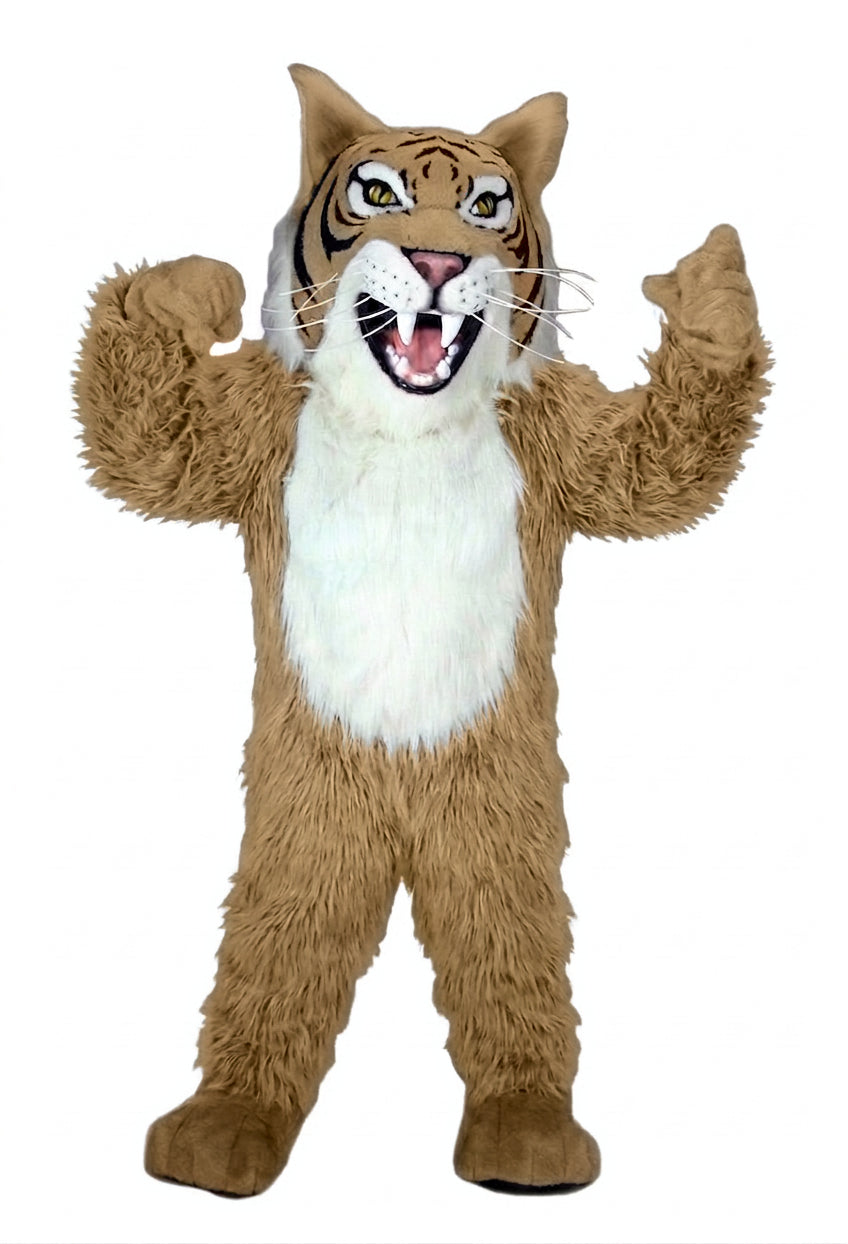 Grey Wildcat Mascot - long fur Tan