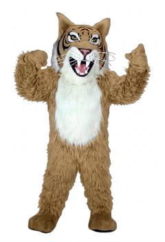 Grey Wildcat Mascot - long fur Tan