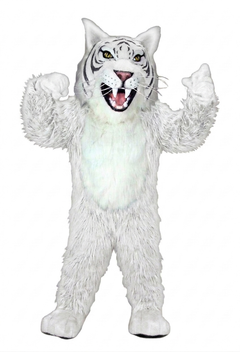 Grey Wildcat Mascot - long fur White
