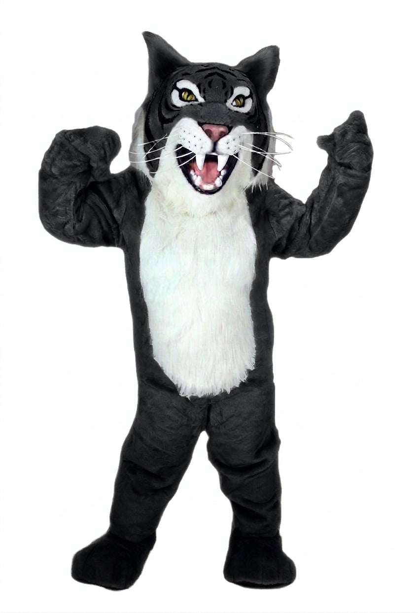 Grey Wildcat Mascot - short fur Black