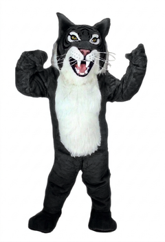 Grey Wildcat Mascot - short fur Black