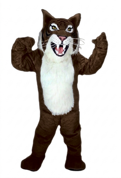 Grey Wildcat Mascot - short fur Chocolate Brown