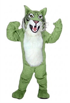 Grey Wildcat Mascot - short fur Lime