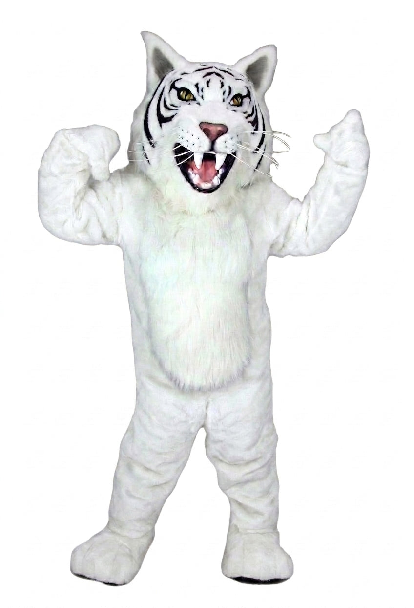 Grey Wildcat Mascot - short fur White