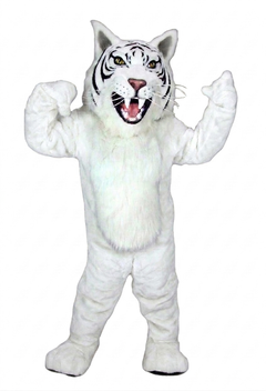 Grey Wildcat Mascot - short fur White