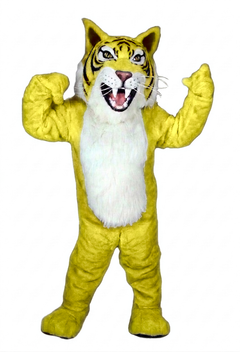 Grey Wildcat Mascot - short fur Yellow