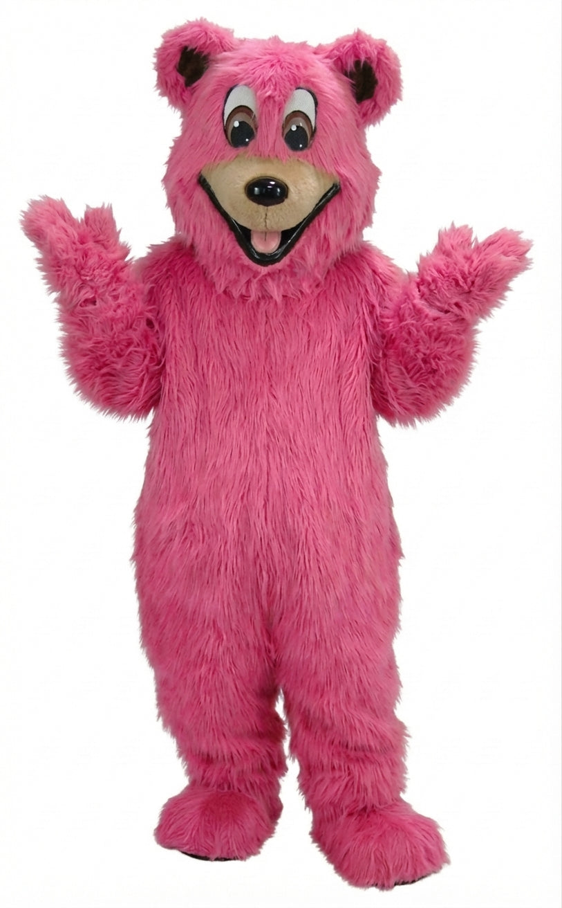 Happy Bear Mascot - Long fur / Bright Pink mascot costume