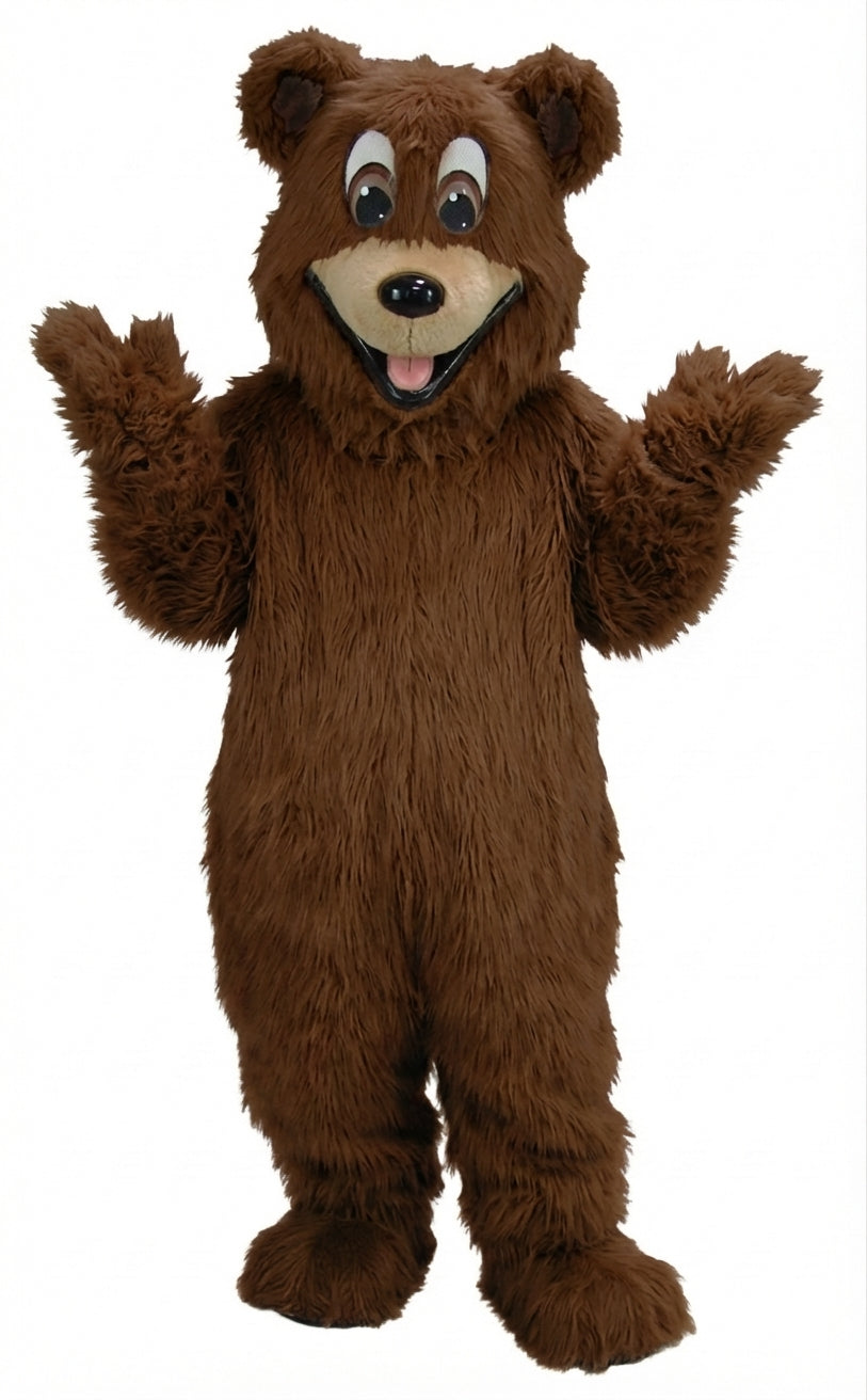 Happy Bear Mascot - Long fur / Dark Brown mascot costume
