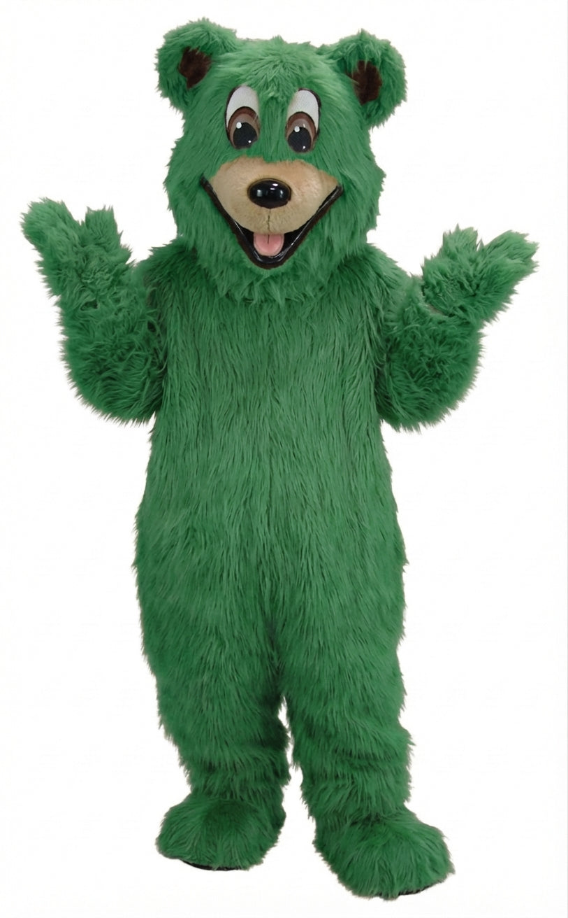 Happy Bear Mascot - Long fur / Green mascot costume
